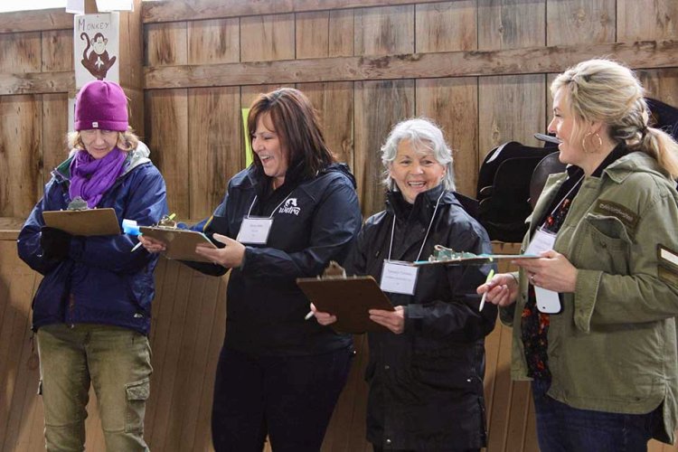 Delegates evaluate a horse's conformation and movement as part of a workshop at Sunrise Therapeutic